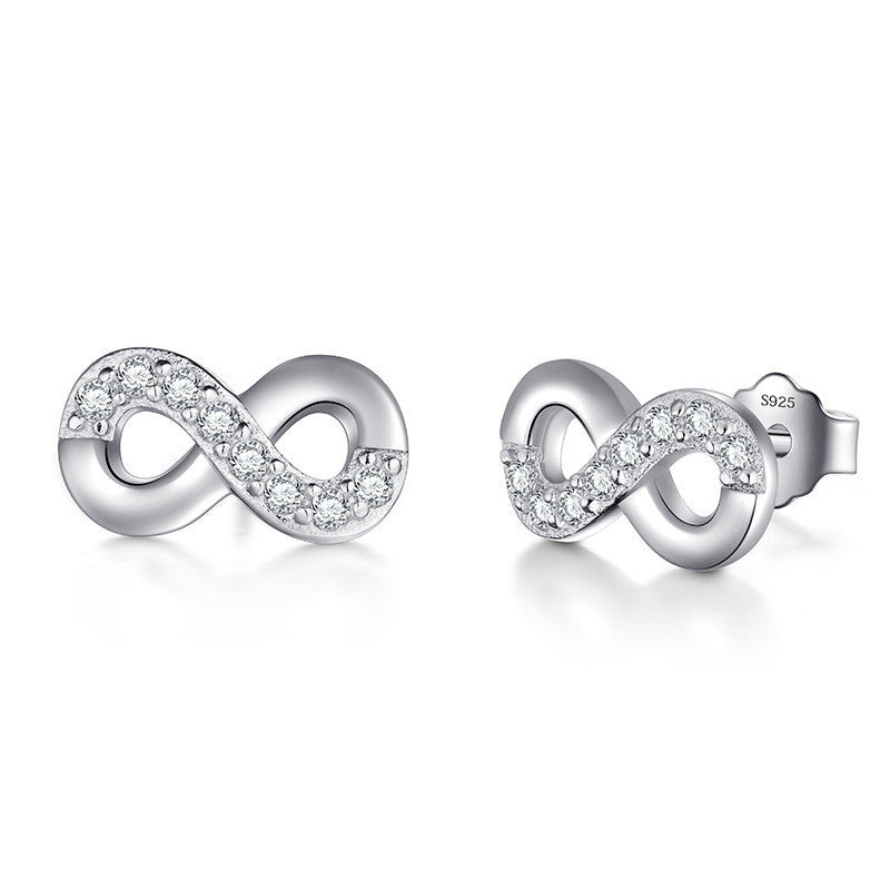 S925 Sterling Silver New Unlimited Love Stud Earrings-Jewearrings