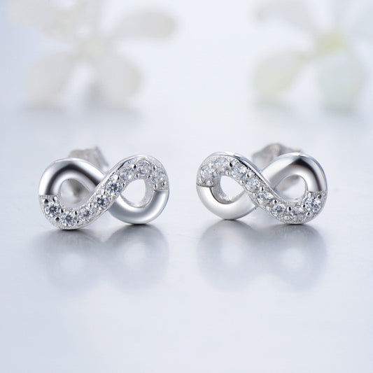 S925 Sterling Silver New Unlimited Love Stud Earrings-Jewearrings