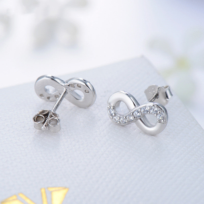 S925 Sterling Silver New Unlimited Love Stud Earrings-Jewearrings