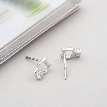 Summer Popular Cat Sterling Silver Zircon Earrings-Jewearrings