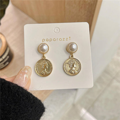 S925 Silver Needle Retro Style Pearl Earrings Simple Personality Earrings-Jewearrings