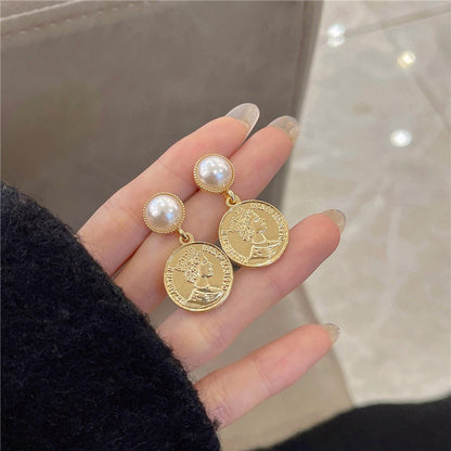 S925 Silver Needle Retro Style Pearl Earrings Simple Personality Earrings-Jewearrings