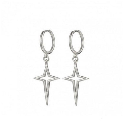 Minimalist Geometric Cross Star Trendy Silver Earrings-Jewearrings