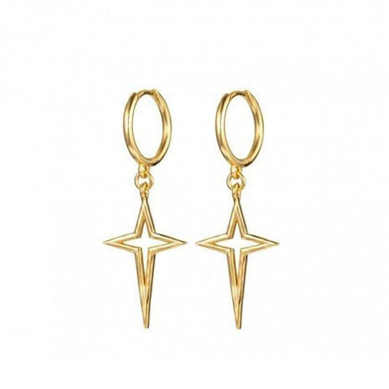 Minimalist Geometric Cross Star Trendy Silver Earrings-Jewearrings