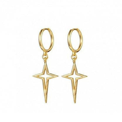 Minimalist Geometric Cross Star Trendy Silver Earrings-Jewearrings