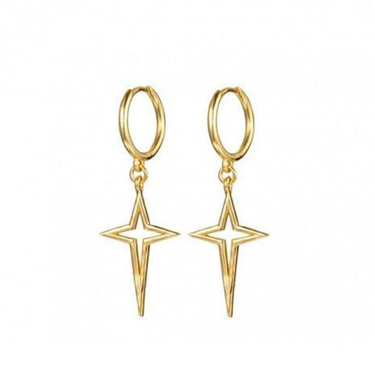 Minimalist Geometric Cross Star Trendy Silver Earrings-Jewearrings