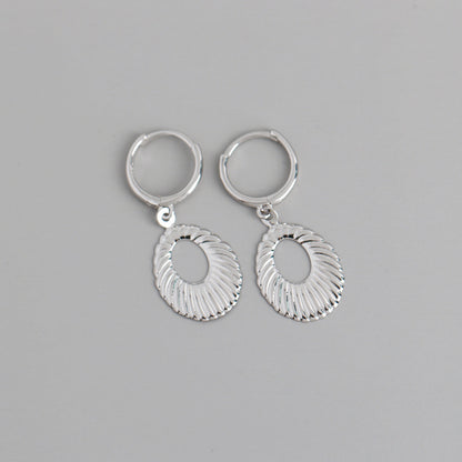 Fashion Exaggerated Drop-Shaped Ripple Sterling Silver Ear Stud Earrings-Jewearrings