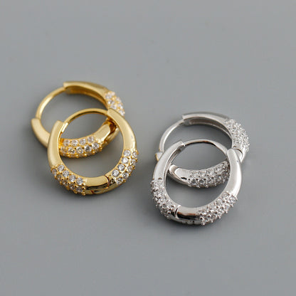 Silver Earrings With Diamonds And Zircon Circle Earrings-Jewearrings