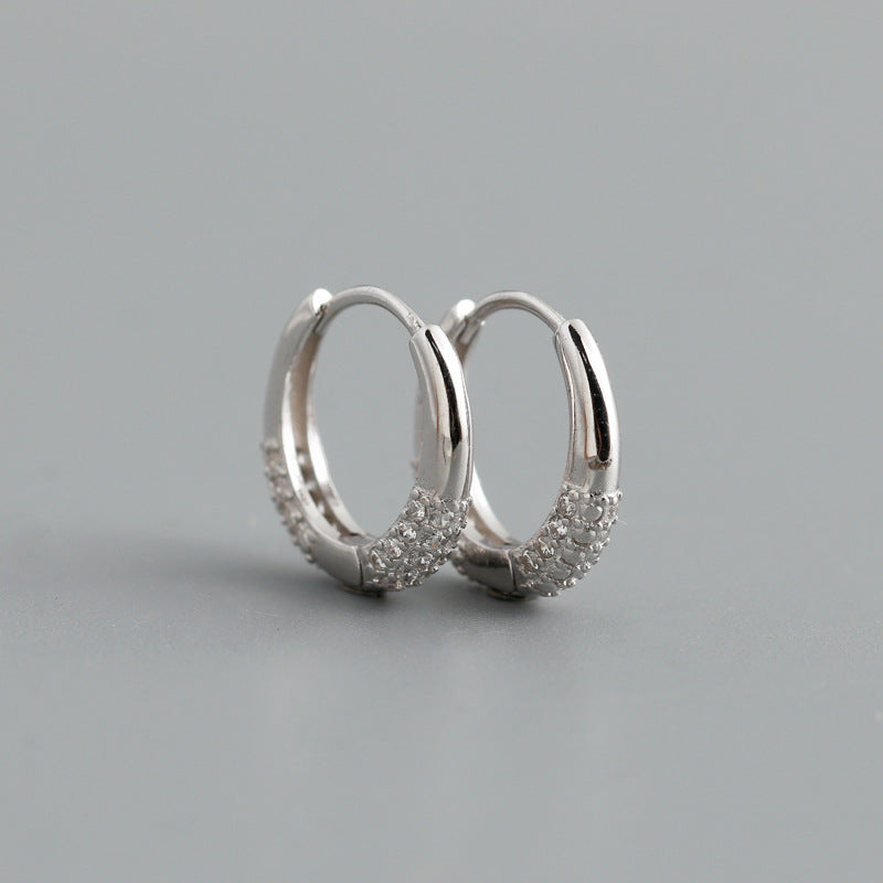 Silver Earrings With Diamonds And Zircon Circle Earrings-Jewearrings