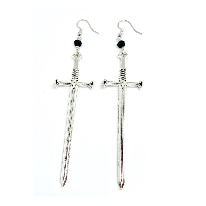 Retro Personality Men And Women The Same Silver Sword Earrings Fashion Knife Creative Earrings Jewelry-Jewearrings