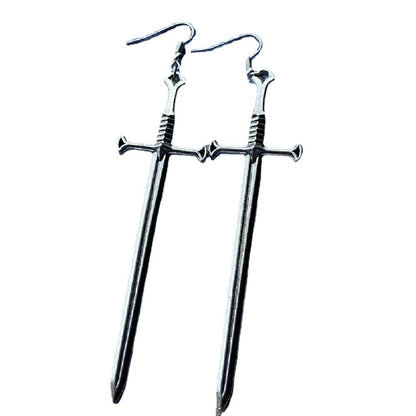 Retro Personality Men And Women The Same Silver Sword Earrings Fashion Knife Creative Earrings Jewelry-Jewearrings