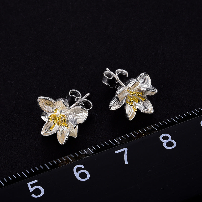 Sterling Silver S925 Women's Stud Earrings Natural Fresh Chinese Style-Jewearrings