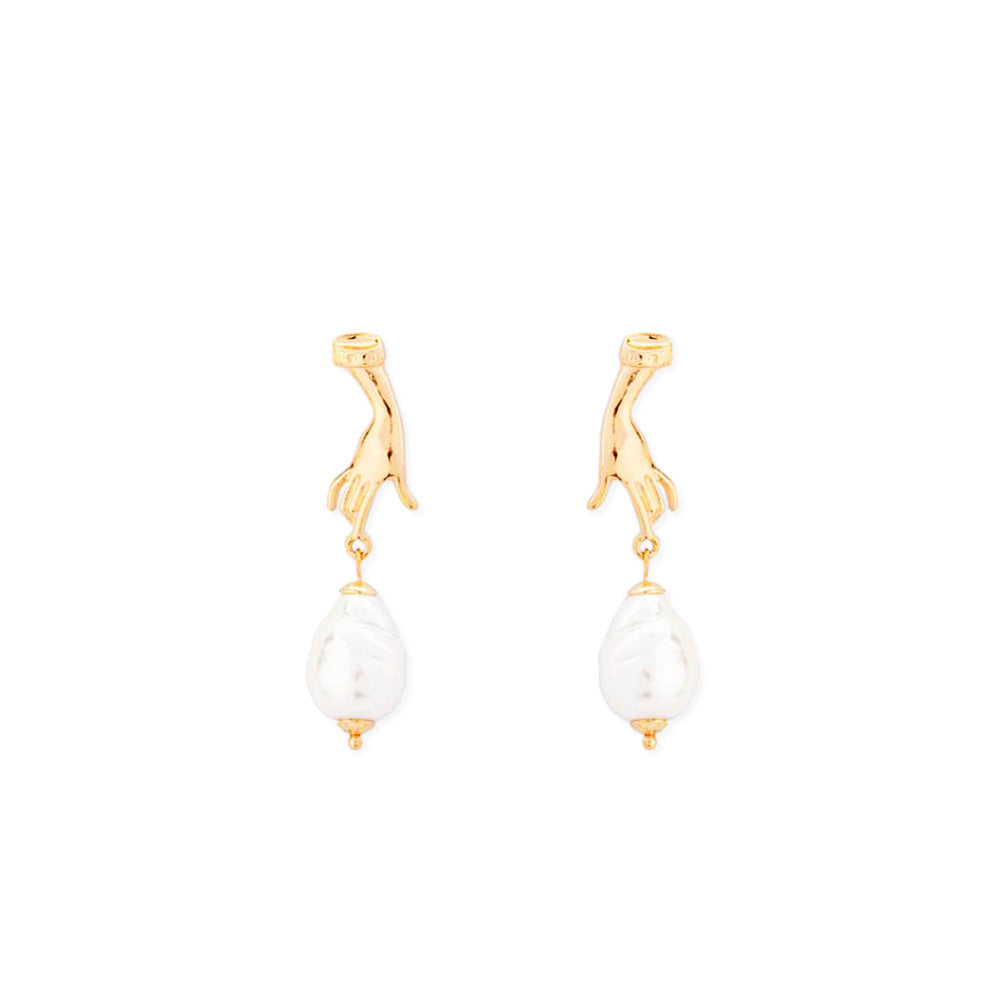 Long Water Drop Earrings Korean Fashion Retro Pearl Earrings-Jewearrings