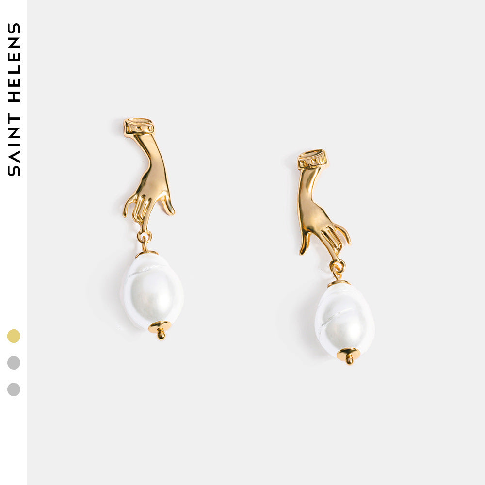 Long Water Drop Earrings Korean Fashion Retro Pearl Earrings-Jewearrings