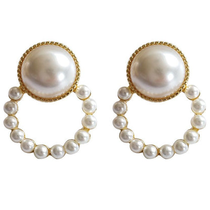 Retro Temperament Pearl Earrings High Sense-Jewearrings