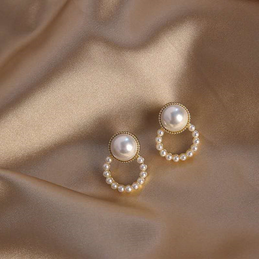 Retro Temperament Pearl Earrings High Sense-Jewearrings