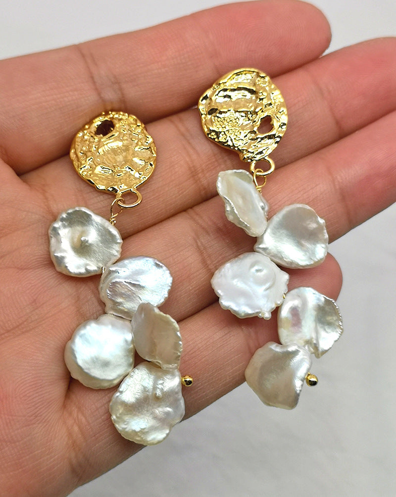 Pearl Earrings Female Temperament Exaggerated Special-Shaped Pearl Earrings Earrings-Jewearrings