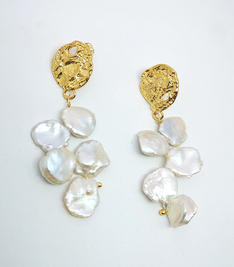 Pearl Earrings Female Temperament Exaggerated Special-Shaped Pearl Earrings Earrings-Jewearrings