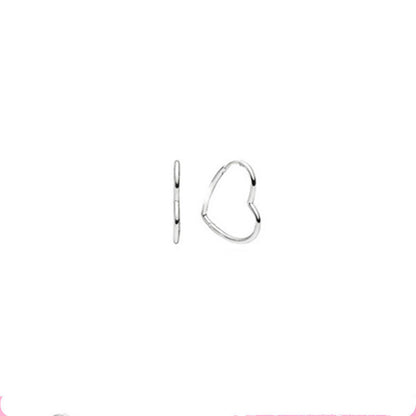 Sterling Silver S925 Silver Stud Earrings Love Heart Size Series Stud Earrings Small And Simple-Jewearrings