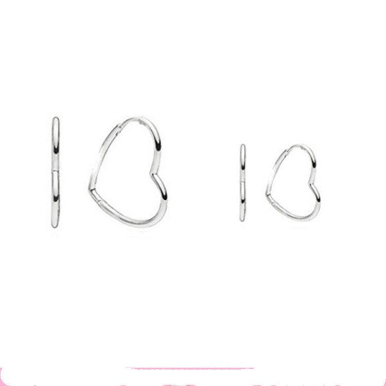 Sterling Silver S925 Silver Stud Earrings Love Heart Size Series Stud Earrings Small And Simple-Jewearrings