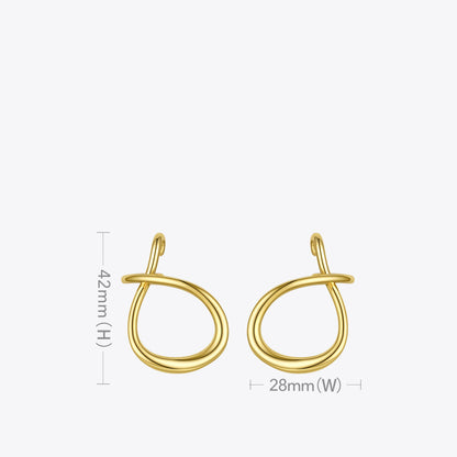 Personality Geometric Type Women'S Gold Simple Texture Earrings Ear Bone Clip-Jewearrings