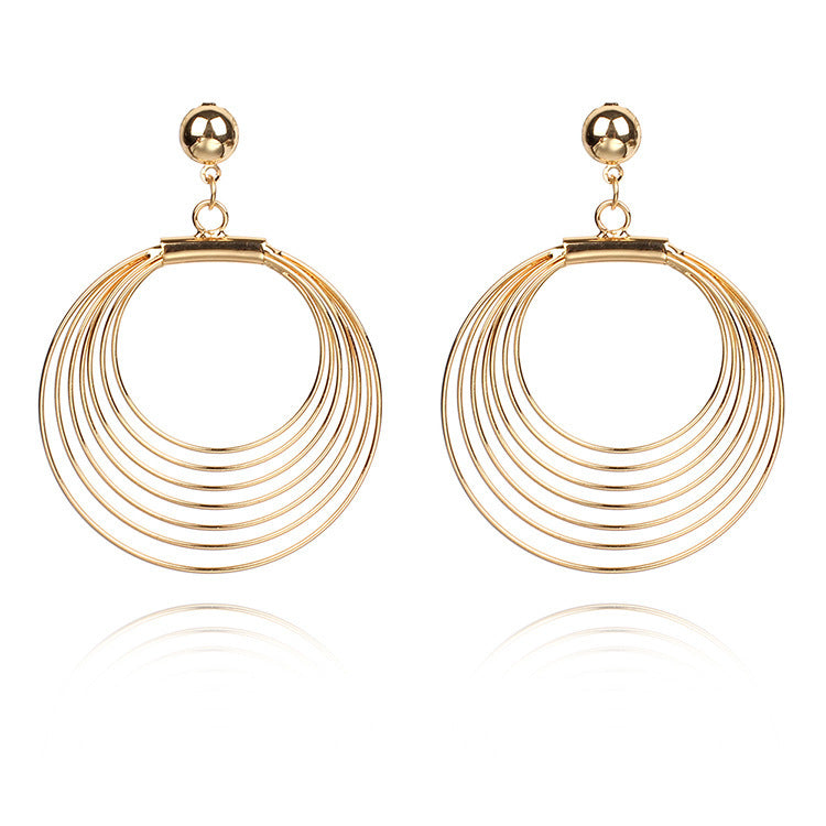 Simple And Versatile Retro Fashion Metal Circle Pearl Winding Geometric Hoop Earrings-Jewearrings