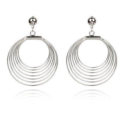 Simple And Versatile Retro Fashion Metal Circle Pearl Winding Geometric Hoop Earrings-Jewearrings