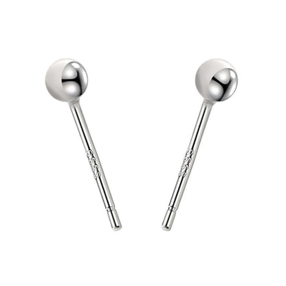 S999 Sterling Silver Earrings Men And Women Ear Stick Ear Acupuncture Simple Glossy Peas Small Round Bead Earrings-Jewearrings