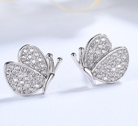 Silver Butterfly Stud Earrings-Jewearrings