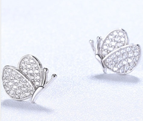 Silver Butterfly Stud Earrings-Jewearrings