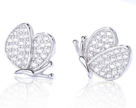 Silver Butterfly Stud Earrings-Jewearrings