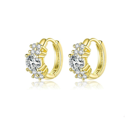 Fashion Three-Color Sterling Silver Zircon Earrings-Jewearrings