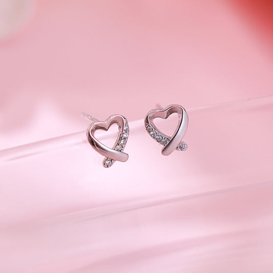 S925 Sterling Silver Earrings Female Japanese And Korean Fashion Hollow Love Light Bead Earrings Sweet Temperament Wholesale Earrings-Jewearrings