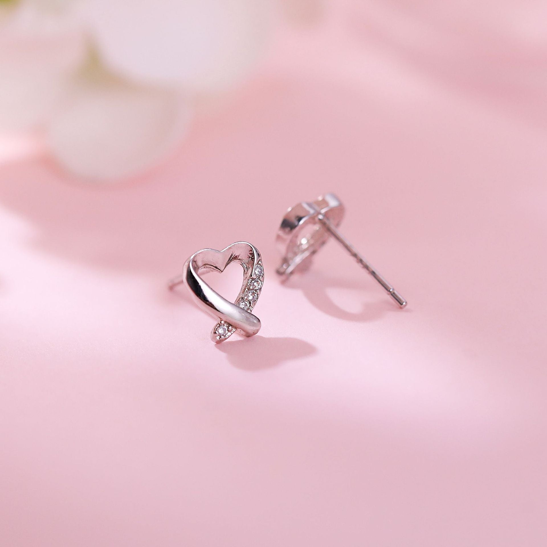 S925 Sterling Silver Earrings Female Japanese And Korean Fashion Hollow Love Light Bead Earrings Sweet Temperament Wholesale Earrings-Jewearrings