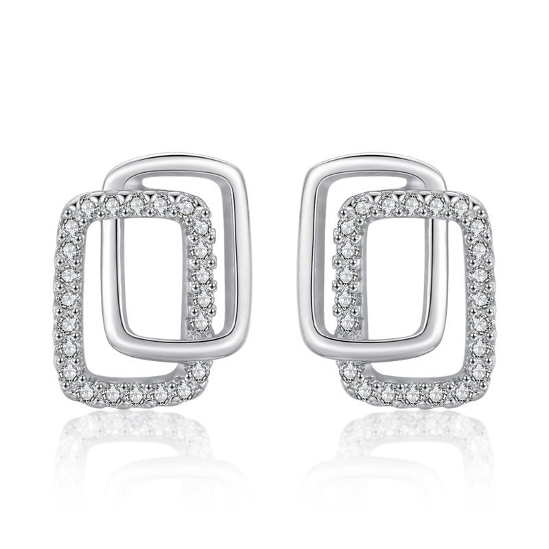 S925 Three-Dimensional Design Sense Fashion Earrings Female Net Red Temperament Pure Silver Earrings Personalized Jewelry-Jewearrings