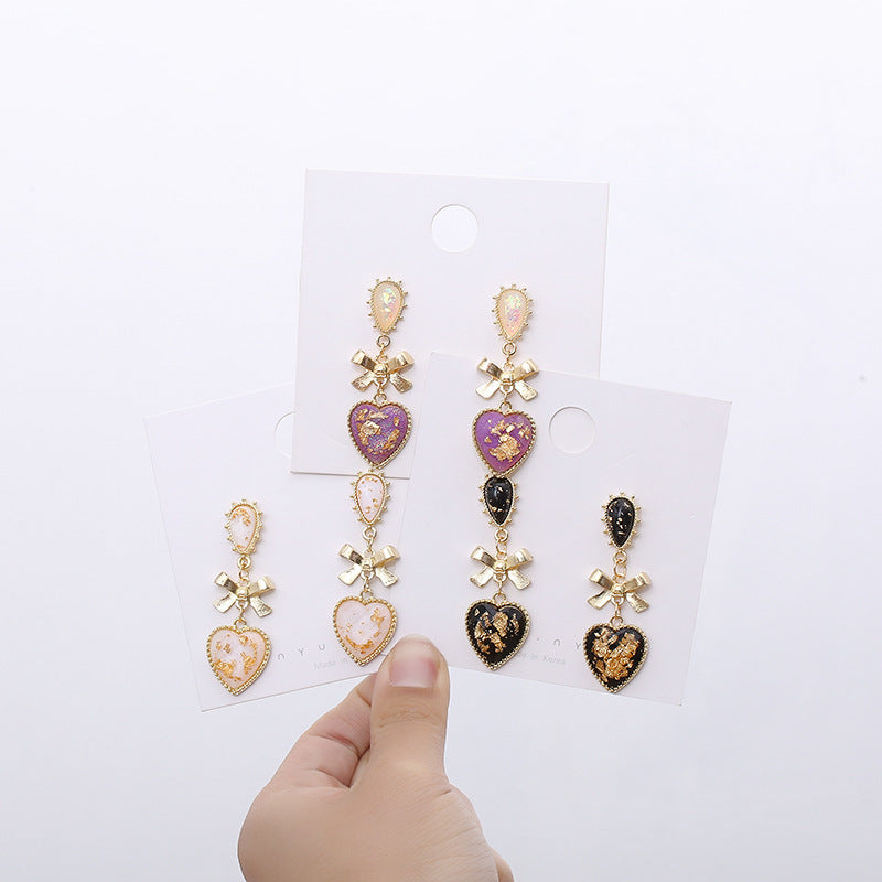 Korean High-quality Resin Ins Girl Dream Love Drop Bow Earrings Earrings Earrings-Jewearrings