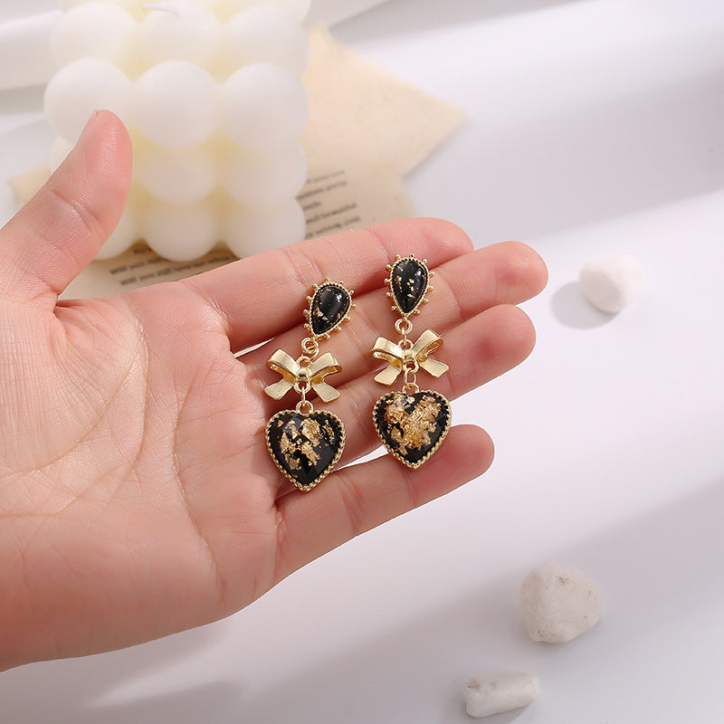 Korean High-quality Resin Ins Girl Dream Love Drop Bow Earrings Earrings Earrings-Jewearrings