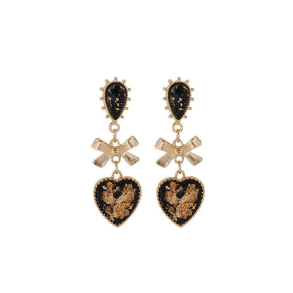 Korean High-quality Resin Ins Girl Dream Love Drop Bow Earrings Earrings Earrings-Jewearrings