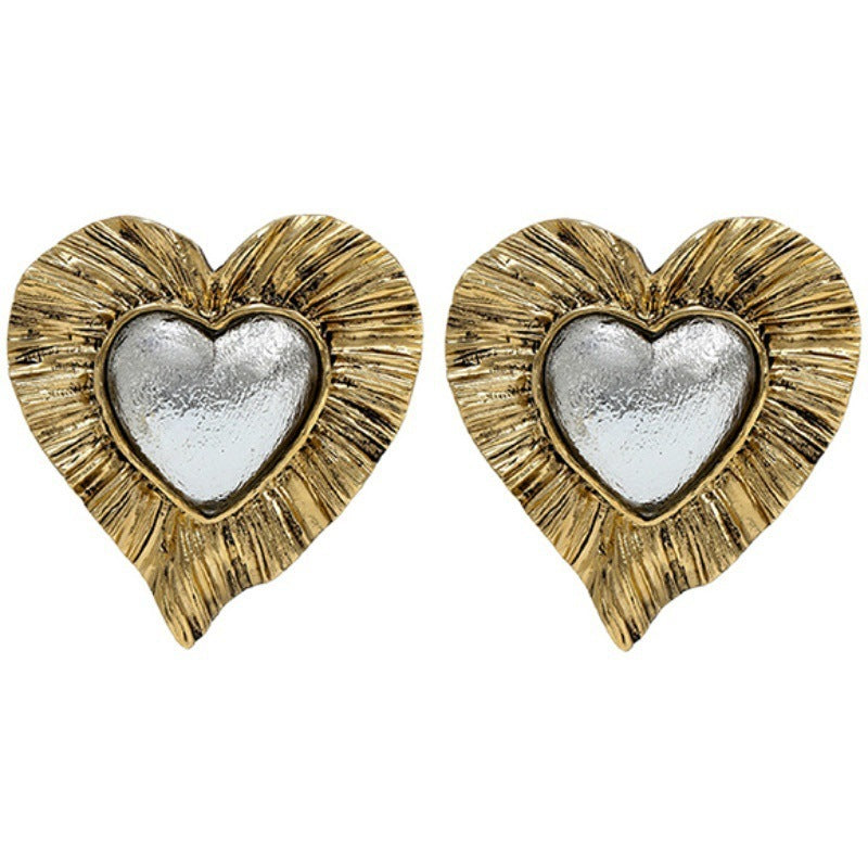 Vintage Love Earrings With French Flounces Plated In Real Gold-Jewearrings