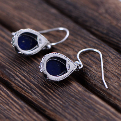 Sterling Silver Jewelry Lapis Lapis Water Drop Earrings for Women-Jewearrings