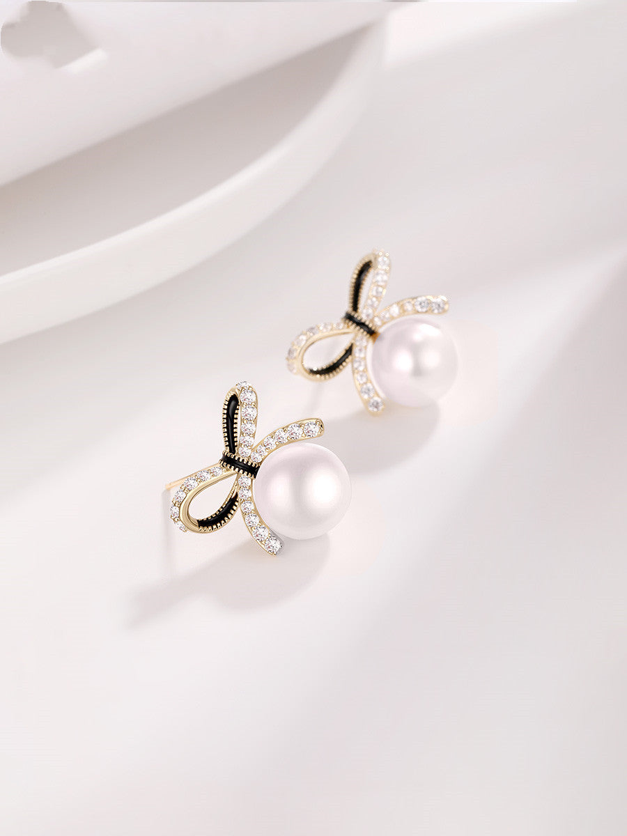 Sito Jingtian's Same Pearl Earrings New Fashion In Bow Earrings In-Jewearrings