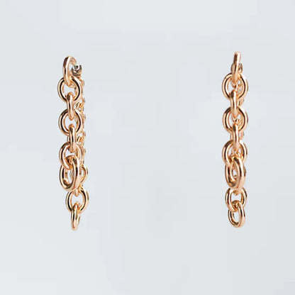 ZA Trendy Long Gold Metal Chain Drop Earrings For Women-Jewearrings