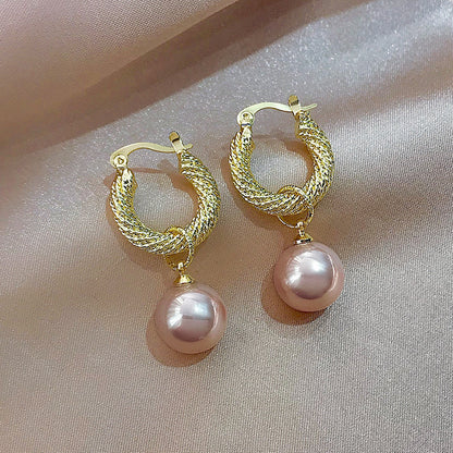 Super Flash French Vintage Metal Earrings Pearl Earrings-Jewearrings