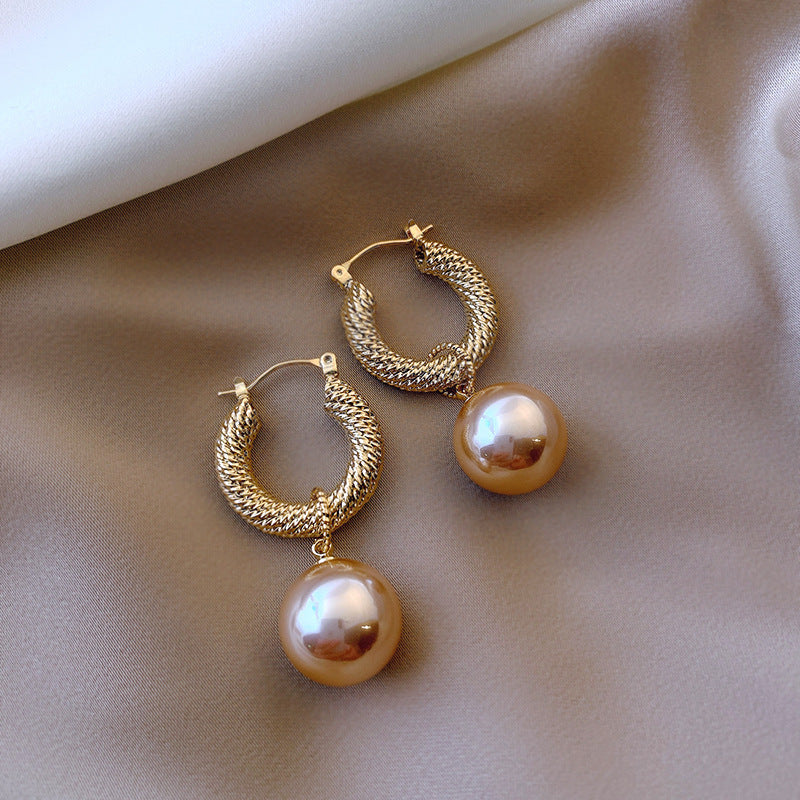 Super Flash French Vintage Metal Earrings Pearl Earrings-Jewearrings