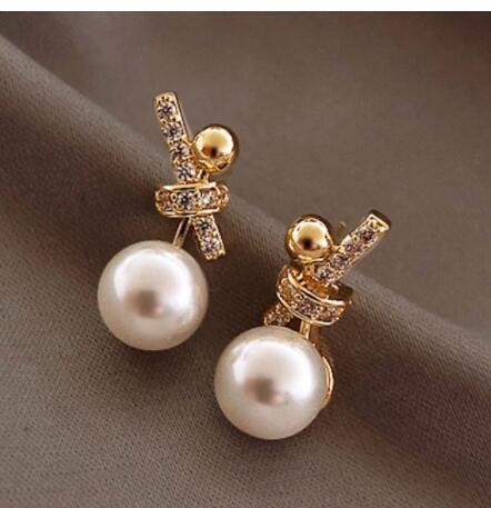 Pearl Ladies Earrings Fashion Crystal Love Earrings-Jewearrings