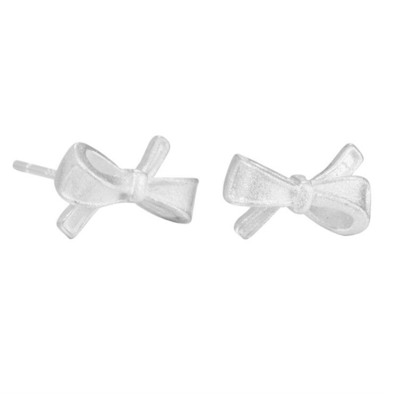 S925 Sterling Silver Earrings Fashion Bow Plain Silver Personalized Earrings-Jewearrings