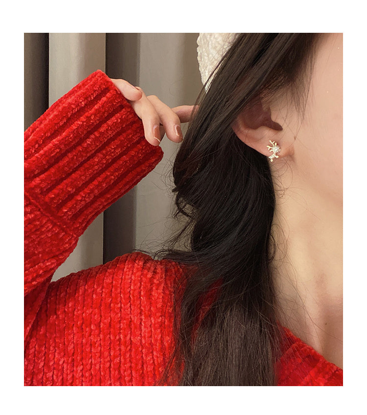 S925 Silver Needle Korea Simple Small Cute Net Red Sweet Christmas Deer Earrings Earrings-Jewearrings