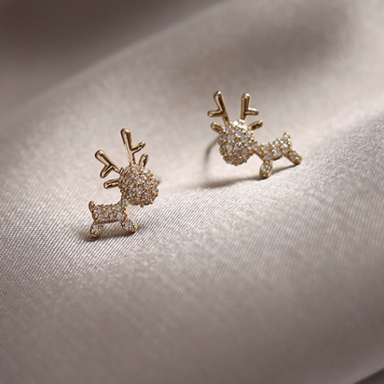 S925 Silver Needle Korea Simple Small Cute Net Red Sweet Christmas Deer Earrings Earrings-Jewearrings