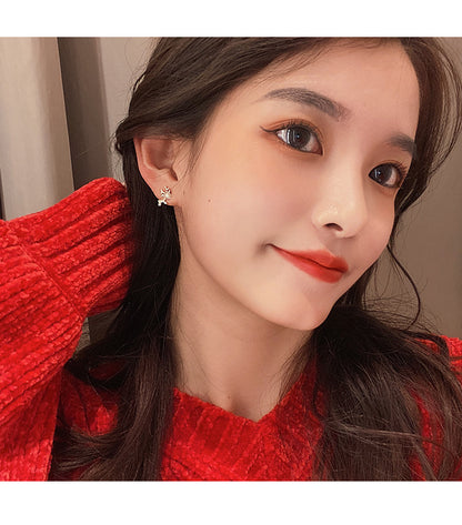 S925 Silver Needle Korea Simple Small Cute Net Red Sweet Christmas Deer Earrings Earrings-Jewearrings