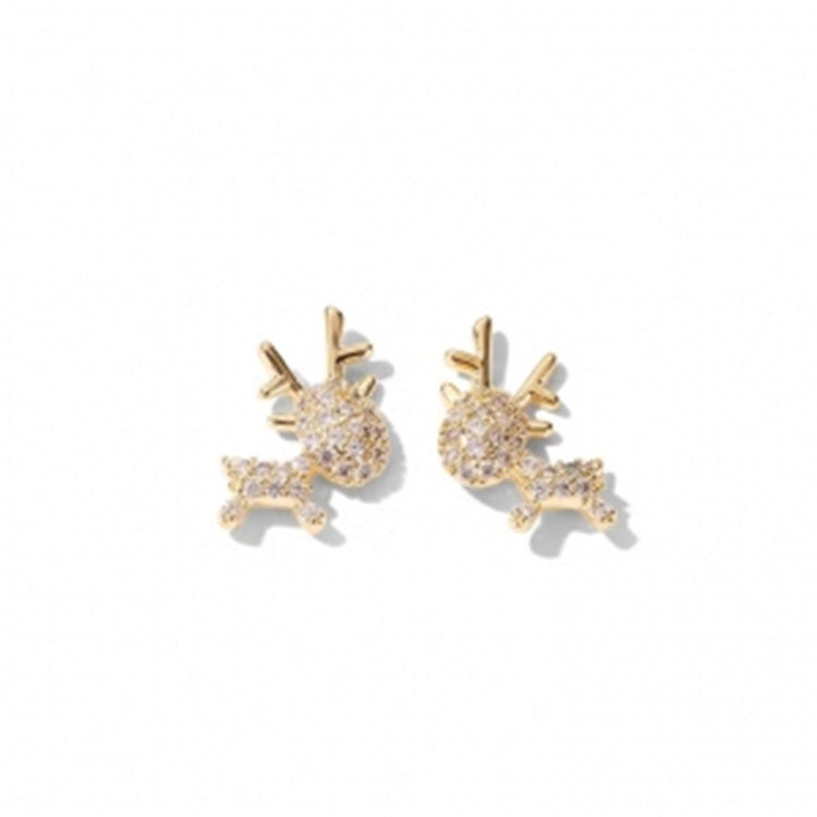 S925 Silver Needle Korea Simple Small Cute Net Red Sweet Christmas Deer Earrings Earrings-Jewearrings